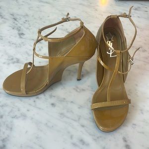 Runway YSL patent leather strapped heels size 39.